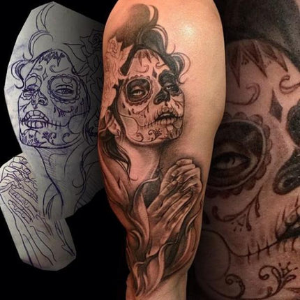 Dia de Muerte Tattoo by Alexis Vaatete|The Tattooing Process