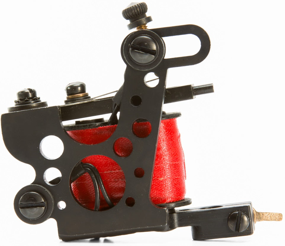 Feldman Coil Tattoo Machines|Armature Assembly Setup|Coil Tattoo Machine Parts Diagram|How to Replace Tattoo Machine Coils|Armature Assembly Attached to a Coil Tattoo Machine Frame|Assembled Coil Machine With Binding Posts Attached Guide to Replacing Coil Tattoo Machine Parts