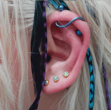 Double Helix and Triple Earlobe Piercings Earlobe Piercings & Cartilage Piercings