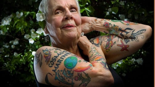Older Woman with Tattoos What Will Your Tattoos Look Like When You're Old?