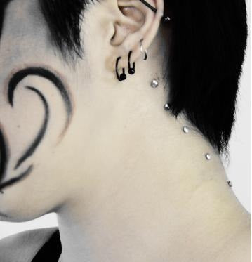 Row of Neck Dermals by Arseniy Andersson|Spiked Horn Dermal Piercings by Arseniy Andersson|Dermal Healing Posts|Dermal Extension Post|All-in-One Skin Divers | Skin Anchors