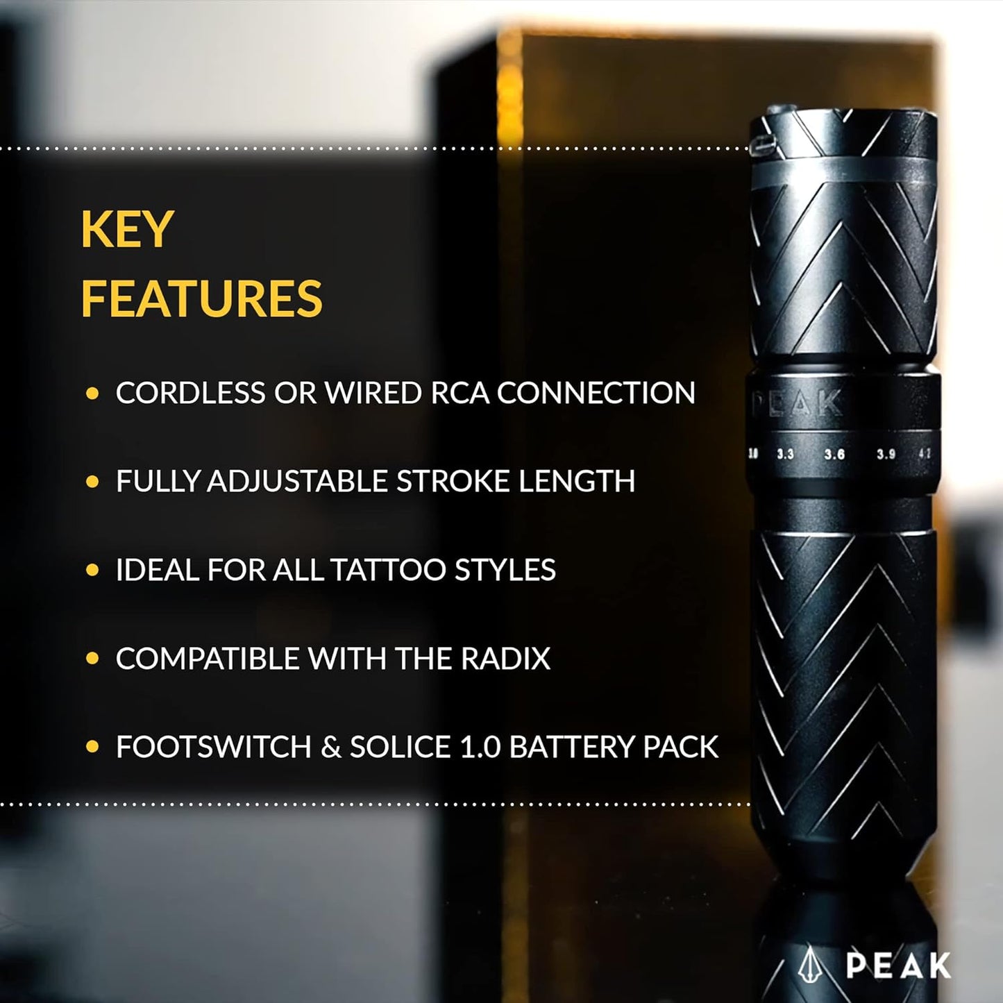 Peak Solice Pro Adjustable Stroke Wireless Pen Tattoo Machine — Pick Color