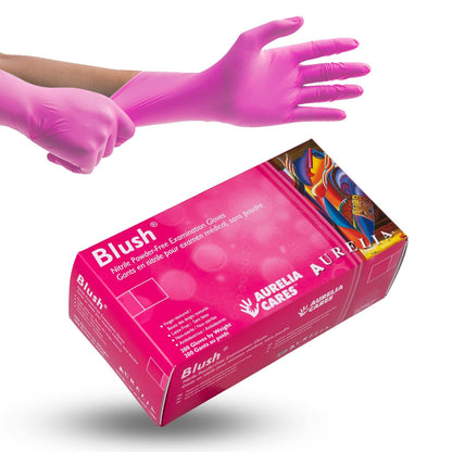 Aurelia Blush Disposable Nitrile Gloves — Box of 200 - Painful Pleasures