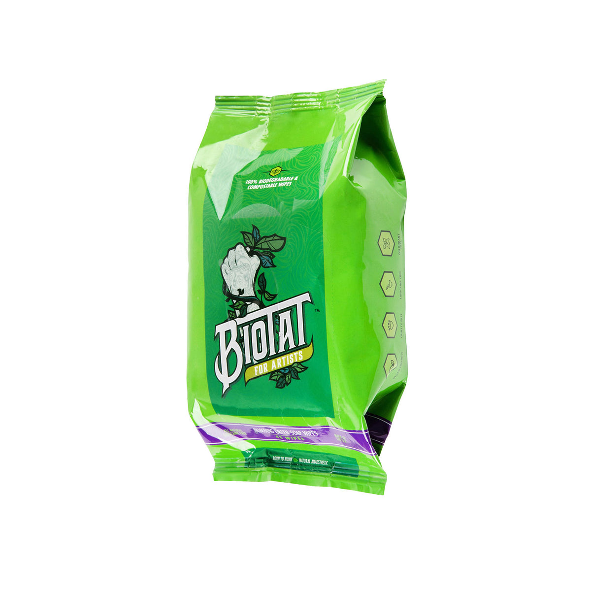 BIOTAT Numbing Green Soap Wipes — Pouch of 40