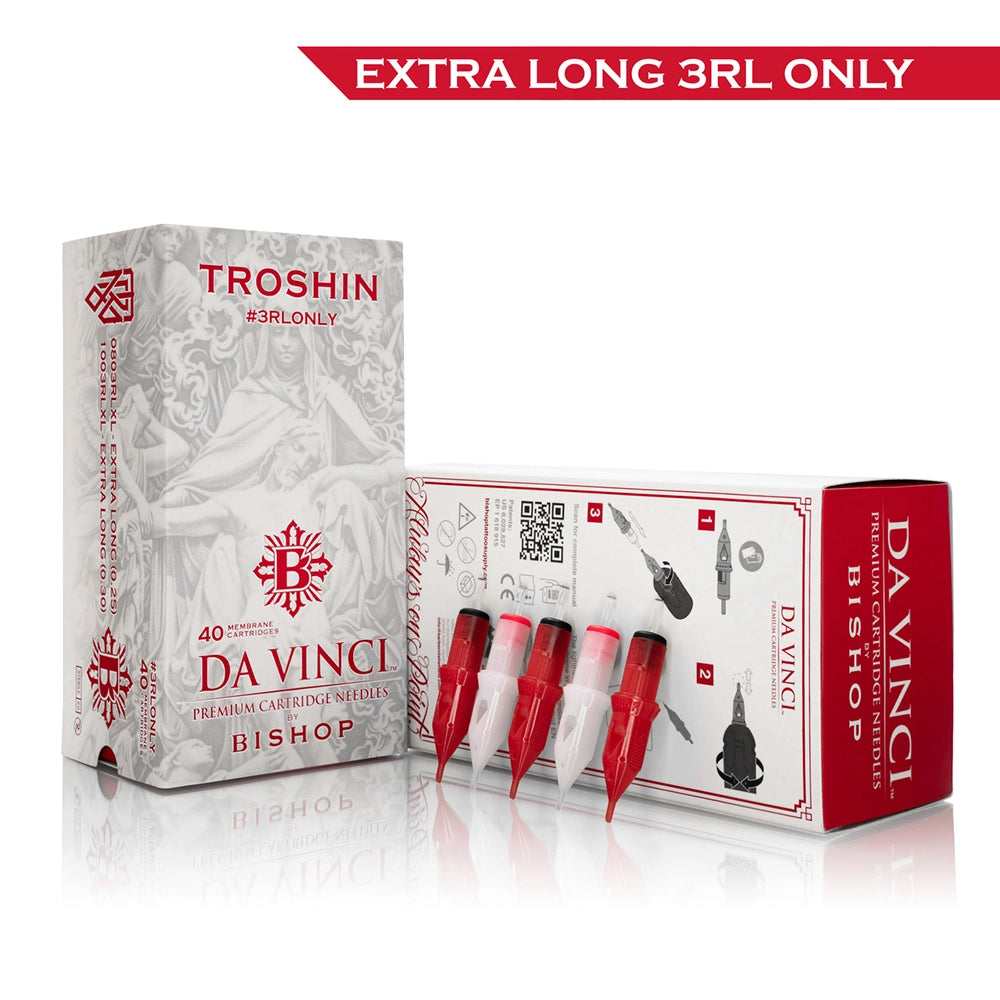 Bishop Da Vinci V2 Tattoo Cartridge Needles — Dmitry Troshin 3RL Only — Box of 40