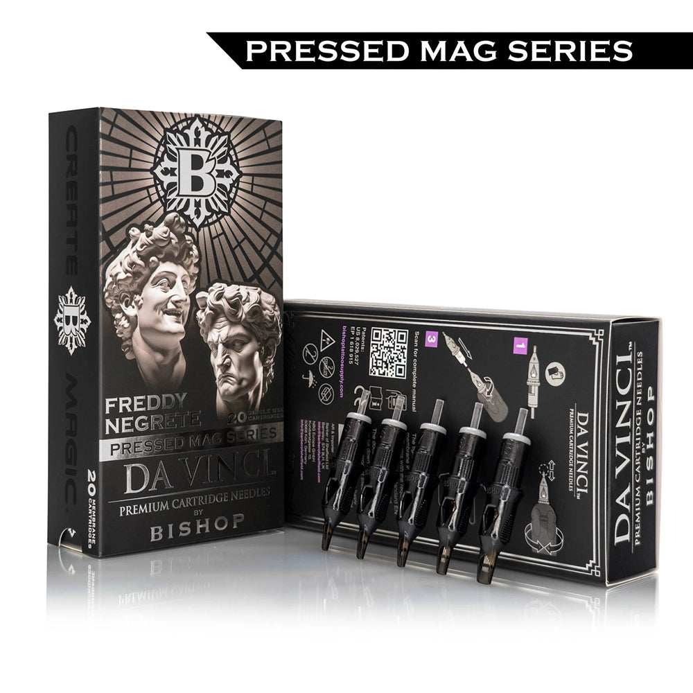 Bishop Da Vinci V2 Tattoo Cartridge Needles — Freddy Negrete Pressed Mag Series — Box of 20