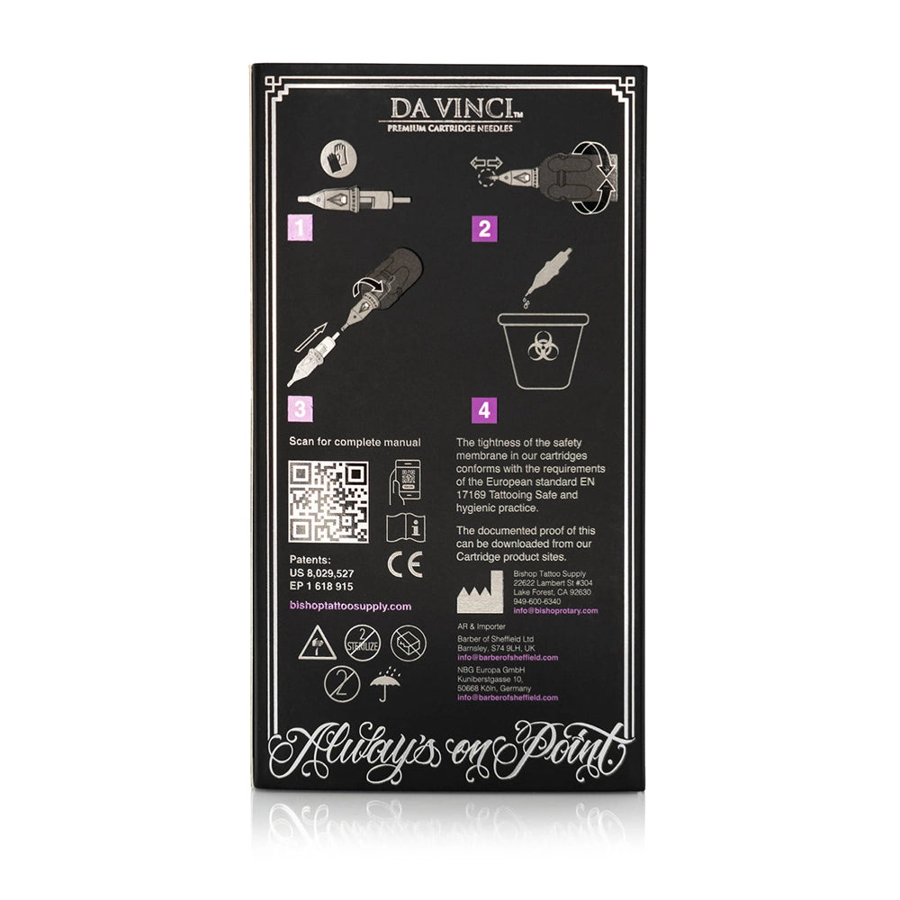 Bishop Da Vinci V2 Tattoo Cartridge Needles — Freddy Negrete Pressed Mag Series — Box of 20