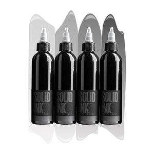 Black Label 4 Bottle Grey Wash Set — Solid Ink — 1oz Bottles - Painful Pleasures