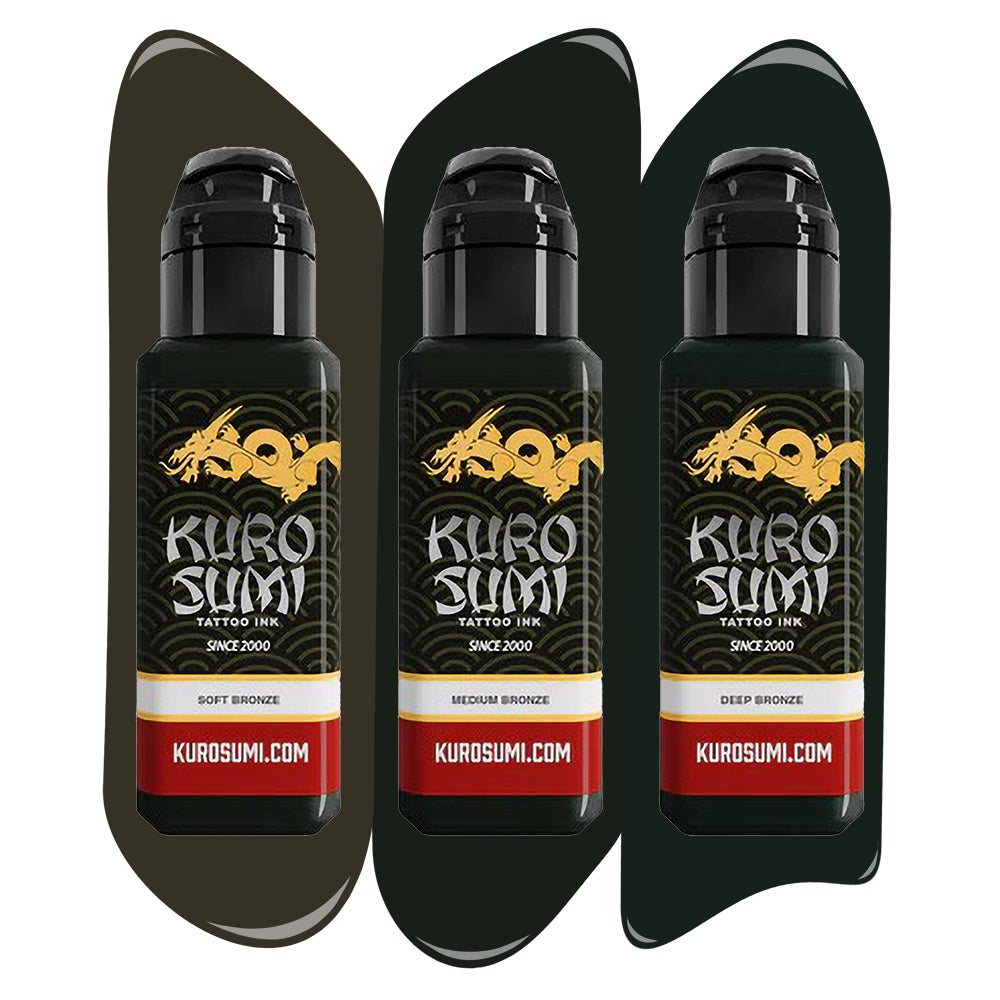 Bronze Lining & Shading Set — Kuro Sumi Tattoo Ink — Pick Size - Painful Pleasures