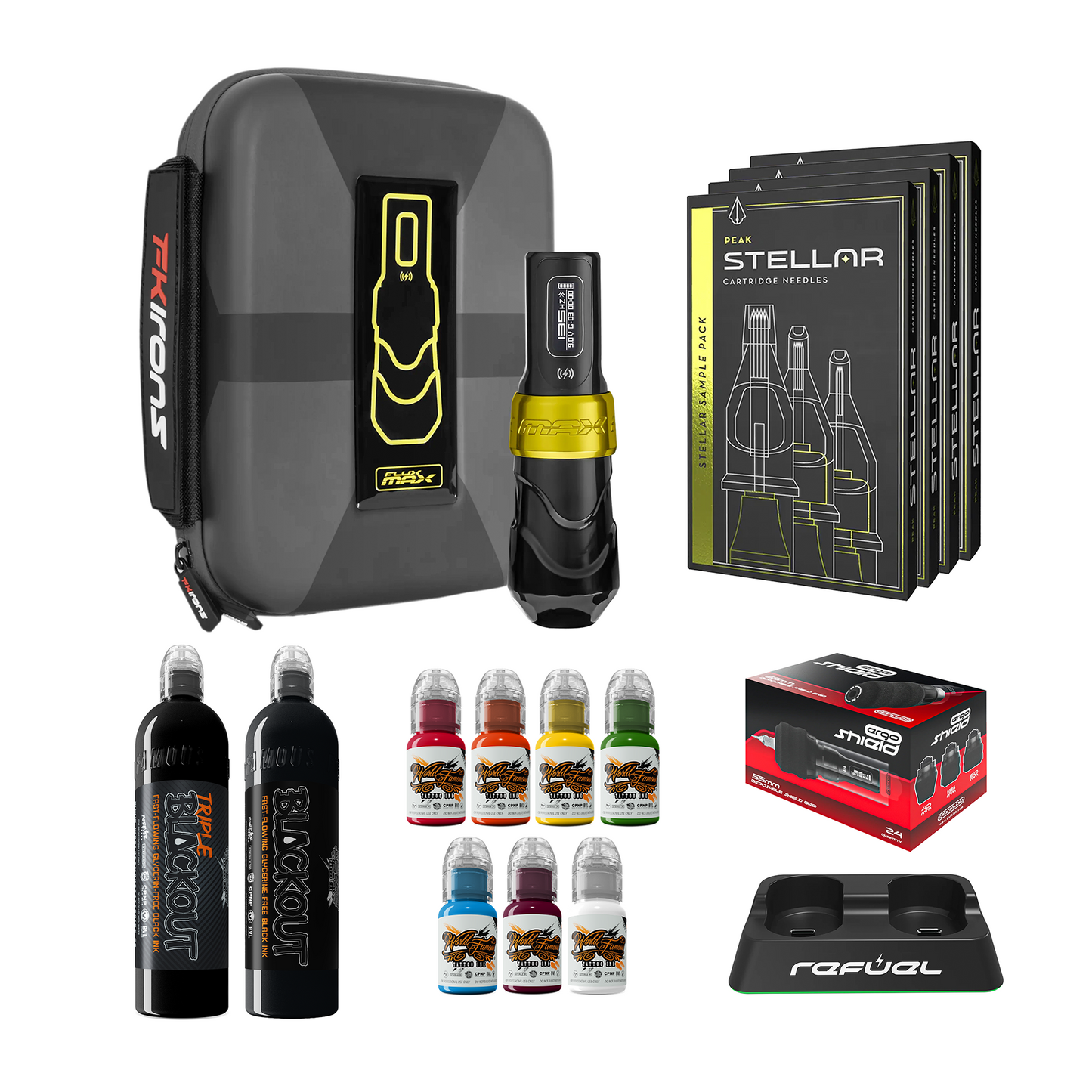 FK Irons Flux Max Bundle With 1 PowerBolt Battery – Pick Color and Stroke Length - Painful Pleasures
