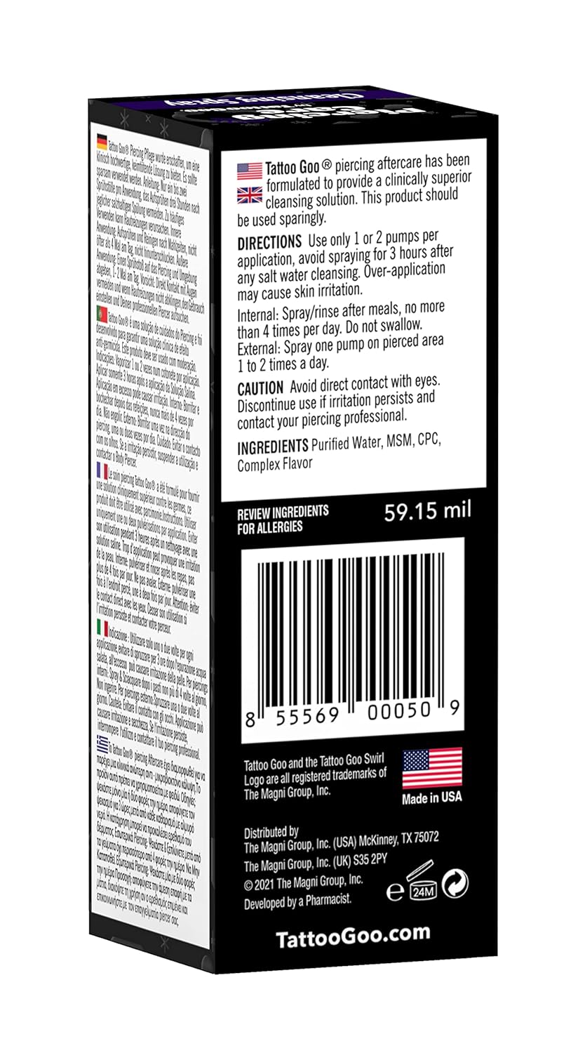 Piercing Care Cleansing Spray by Tattoo Goo —  2oz Bottle