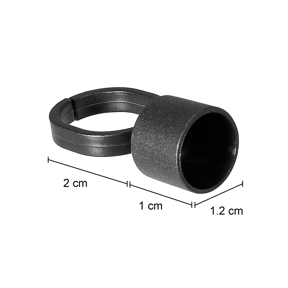 Cosmetic Ink Cup Holder Finger Ring — Black — Bag of 50