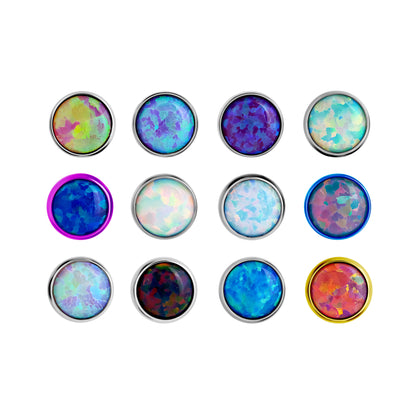 Tilum 14g - 12g Internally Threaded Titanium 5mm Flat Opal Top - Price Per 1 - Painful Pleasures