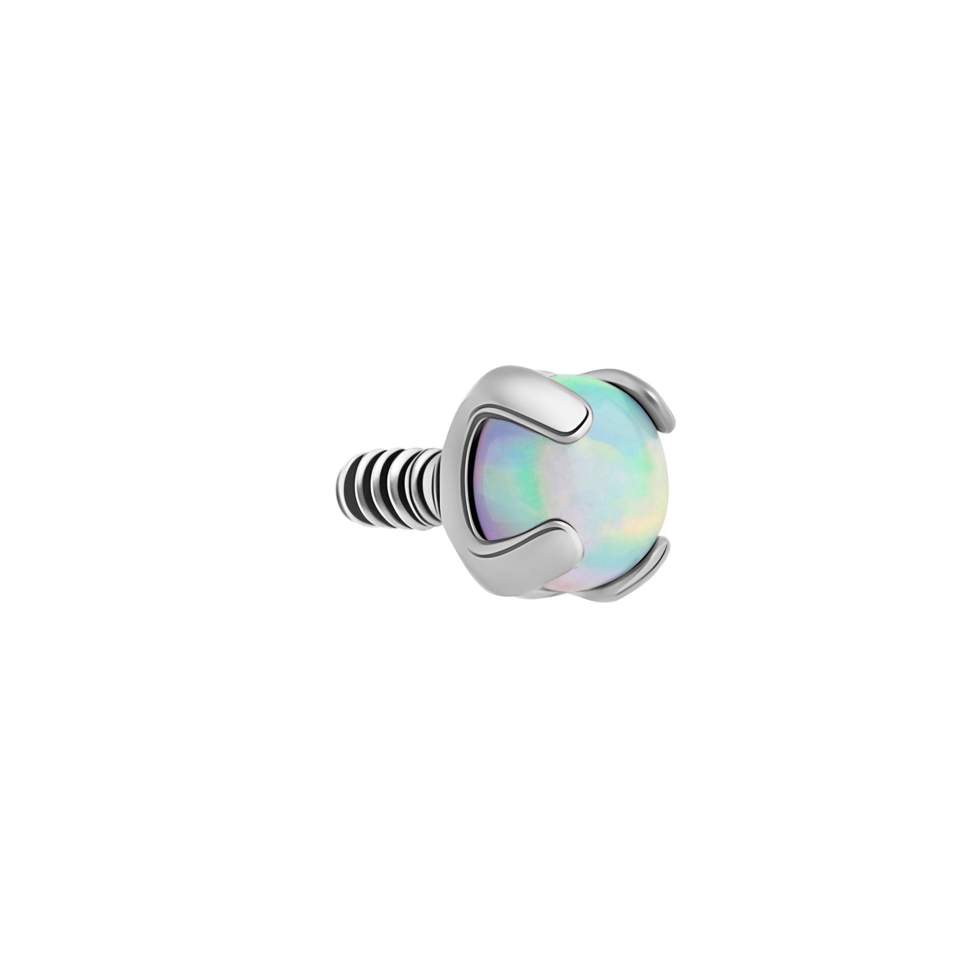 Tilum 18g-16g Internally Threaded Square Prong-Set 2mm Round Opal Top - Price Per 1