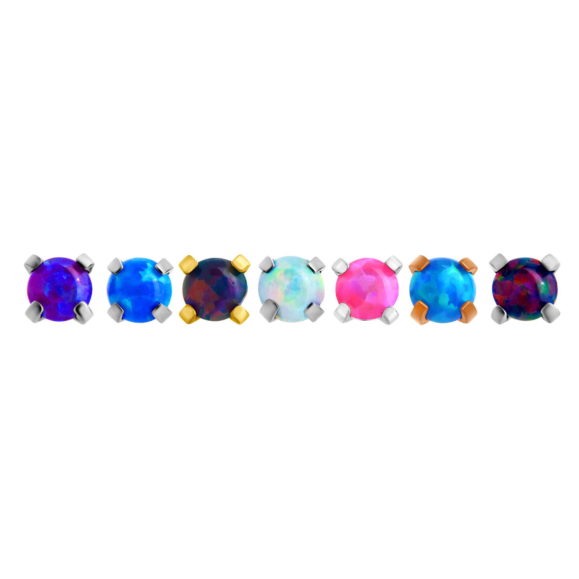 Tilum 18g-16g Internally Threaded Square Prong-Set 2.5mm Round Opal Top - Price Per 1