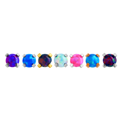 Tilum 18g-16g Internally Threaded Square Prong-Set 2.5mm Round Opal Top - Price Per 1 - Painful Pleasures