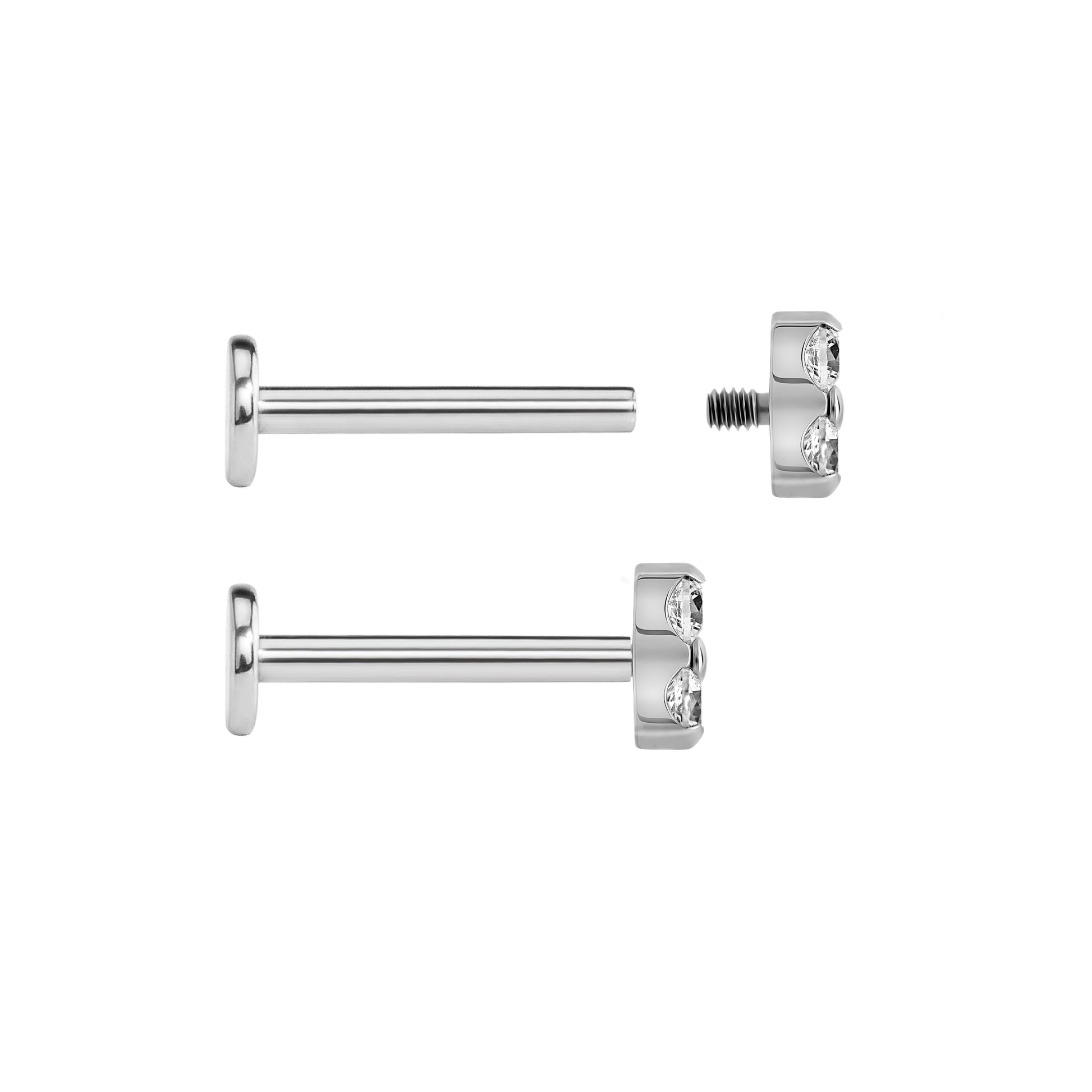 Tilum 14g-12g Internally Threaded Titanium Jewel Trinity Top - Small - Price Per 1