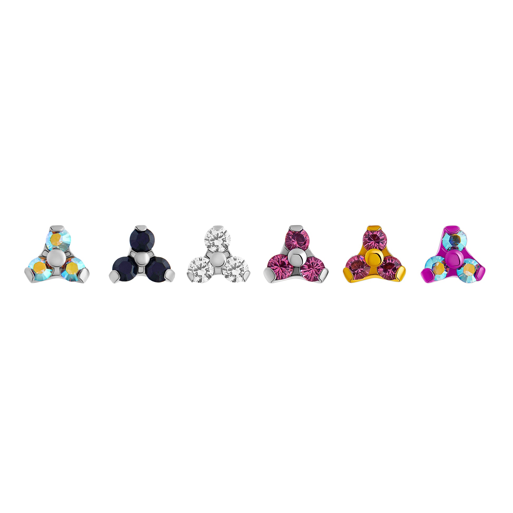 Tilum 14g-12g Internally Threaded Titanium Jewel Trinity Top - Small - Price Per 1