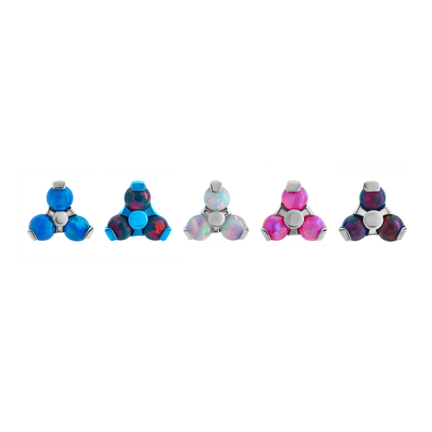 Tilum 14g-12g Internally Threaded Micron Bead Row Opal Titanium Top - Price Per 1