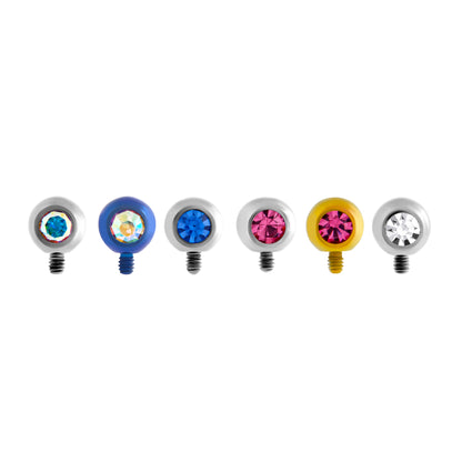 Tilum 14g–12g Internally Threaded 90° Swarovski Jeweled Titanium Ball — 4mm — Price Per 1 - Painful Pleasures