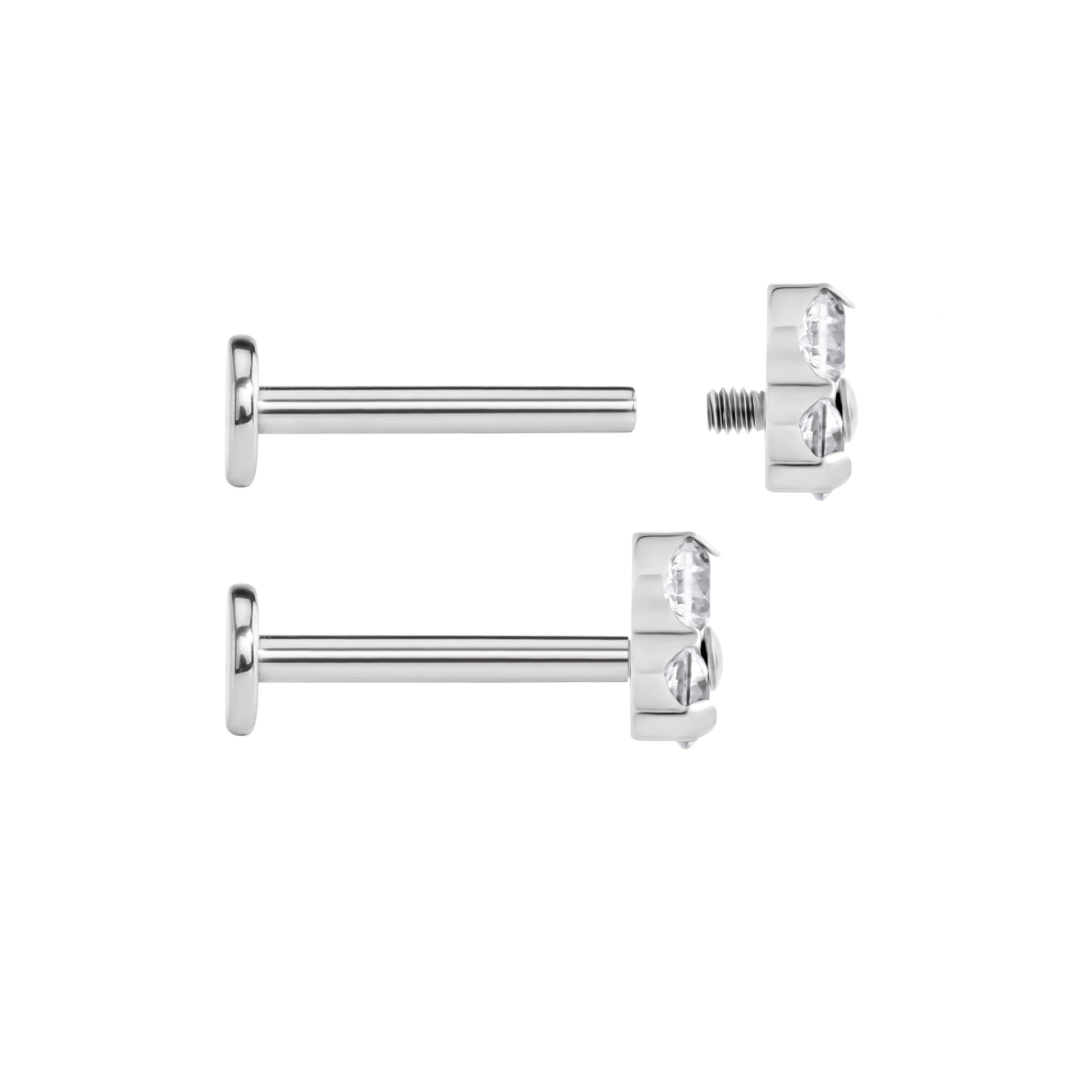 Tilum 14g-12g Internally Threaded Titanium Jewel Trinity Top - Large - Price Per 1