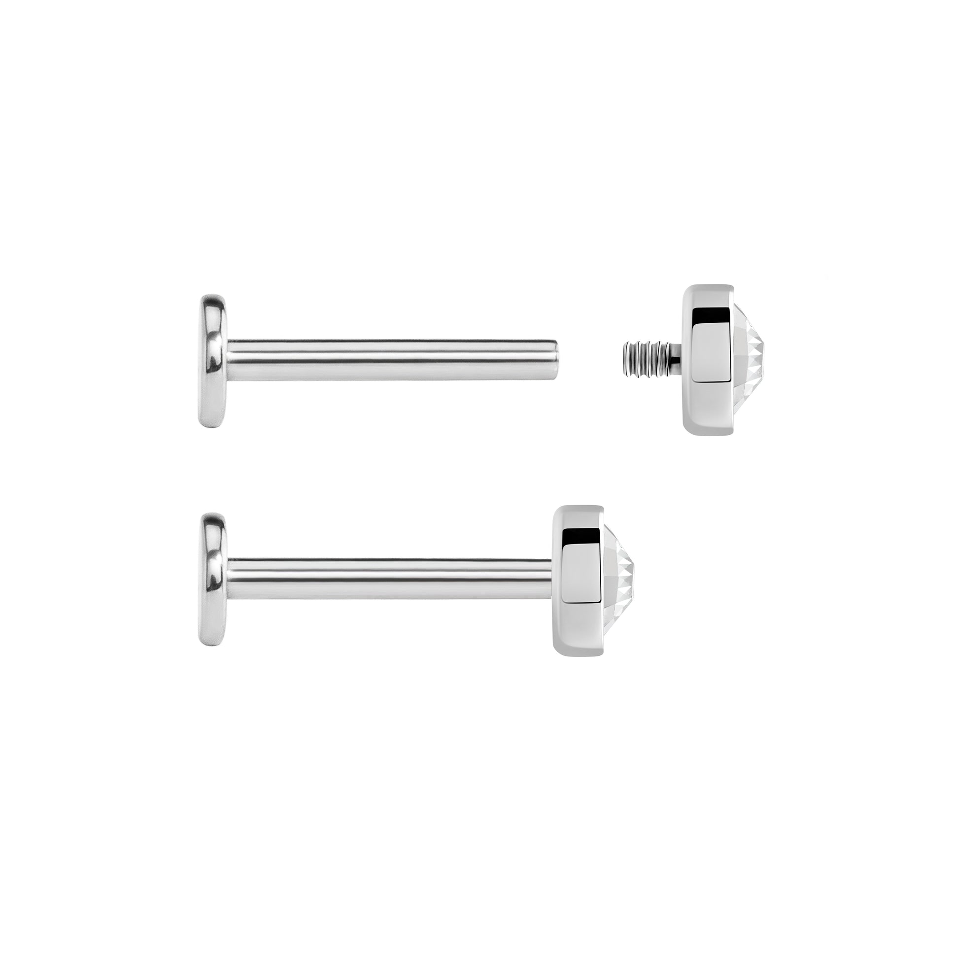 Tilum 18g-16g Internal 0.9mm Crystal Jewel Titanium Flat Disc Top - Price Per 1