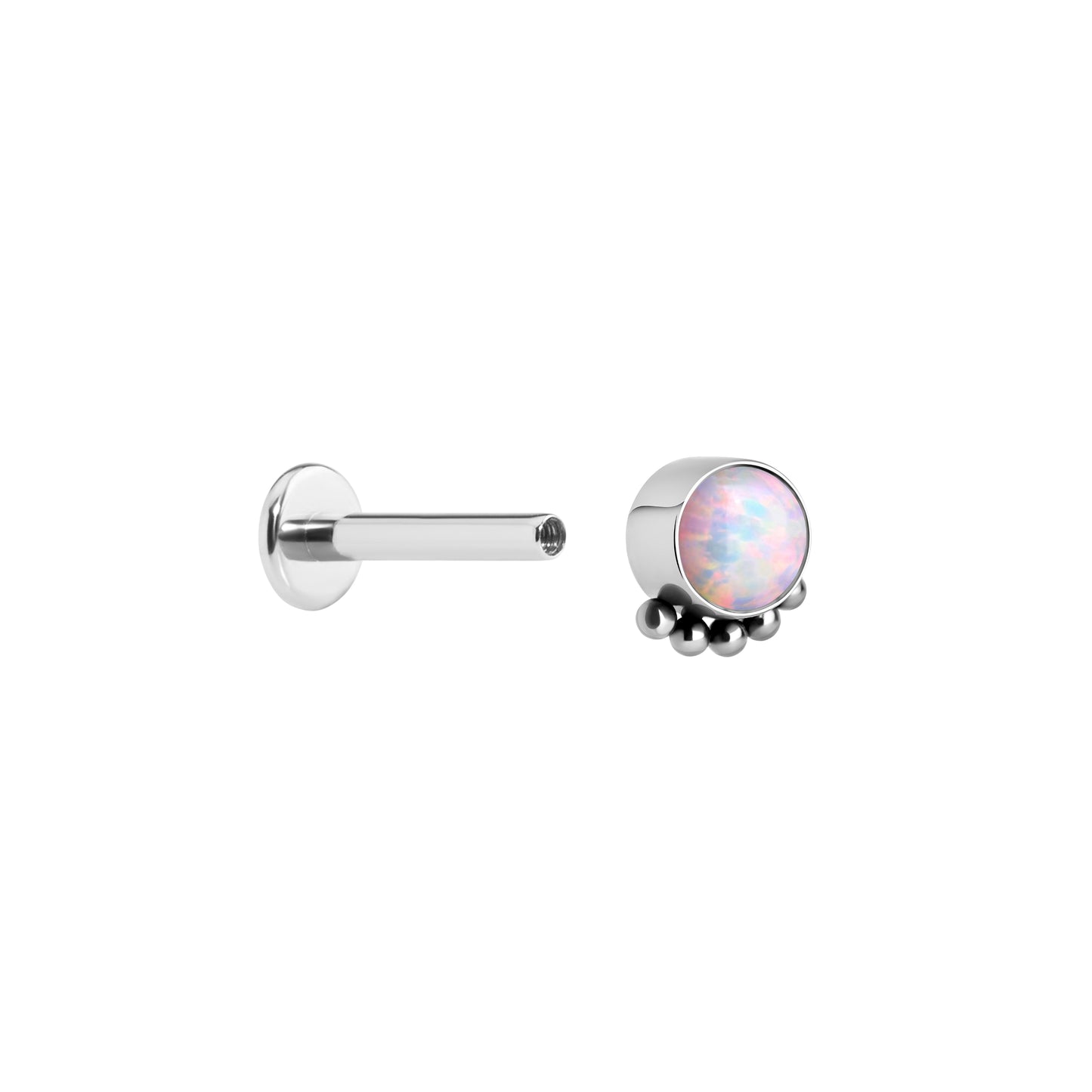 Tilum 14g-12g Internally Threaded Micron Bead Row Opal Titanium Top - Price Per 1 - Painful Pleasures