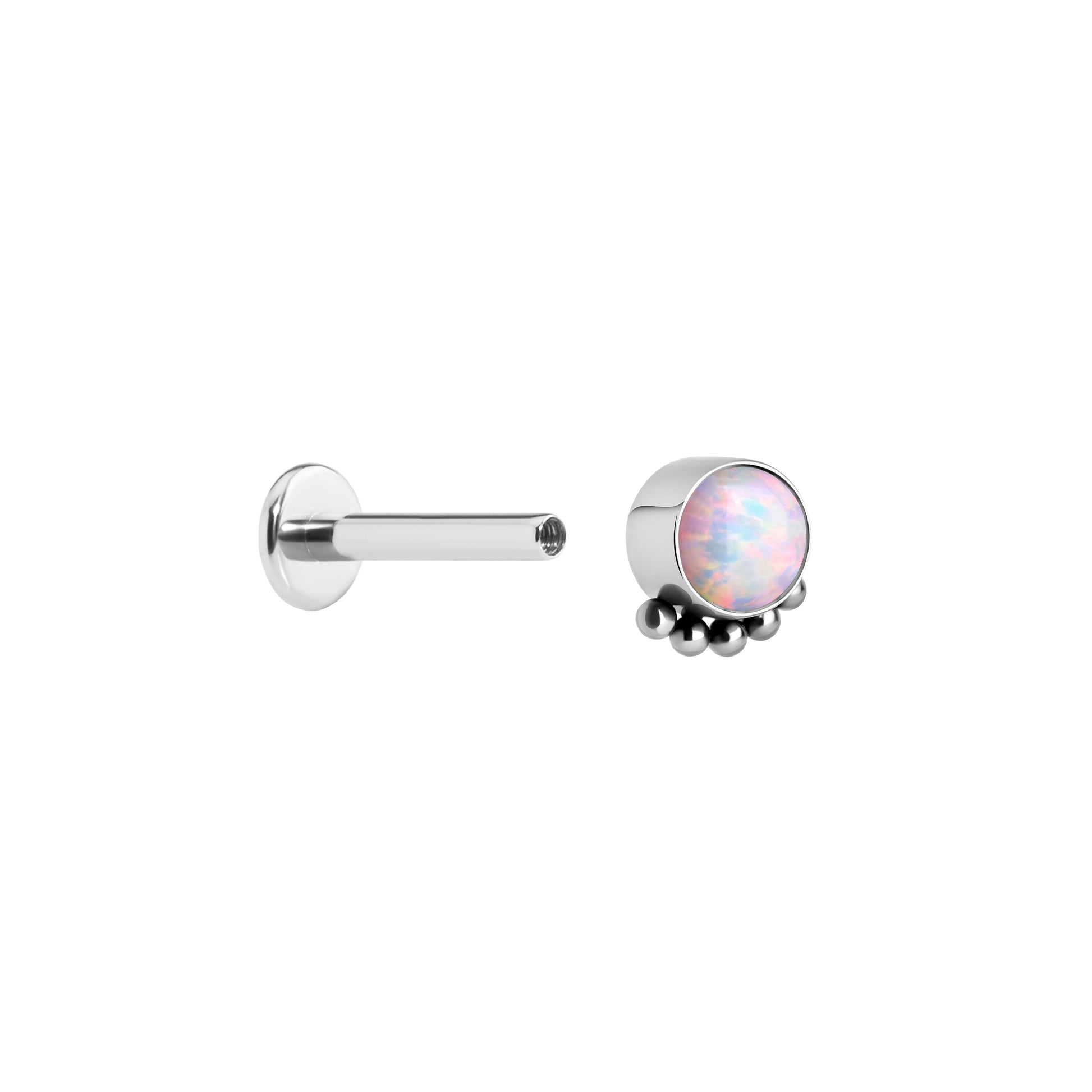Tilum 14g-12g Internally Threaded Micron Bead Row Opal Titanium Top - Price Per 1 - Painful Pleasures