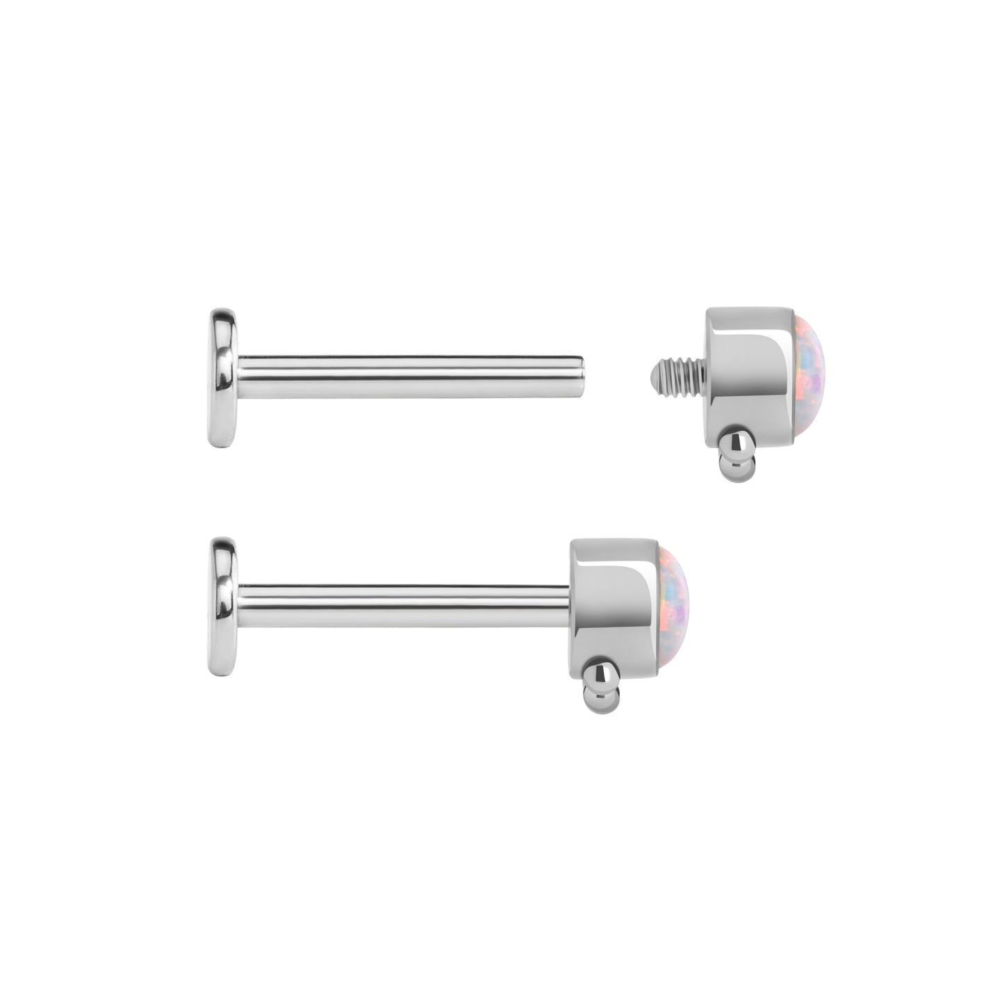 Tilum 14g-12g Internally Threaded Micron Bead Row Opal Titanium Top - Price Per 1 - Painful Pleasures