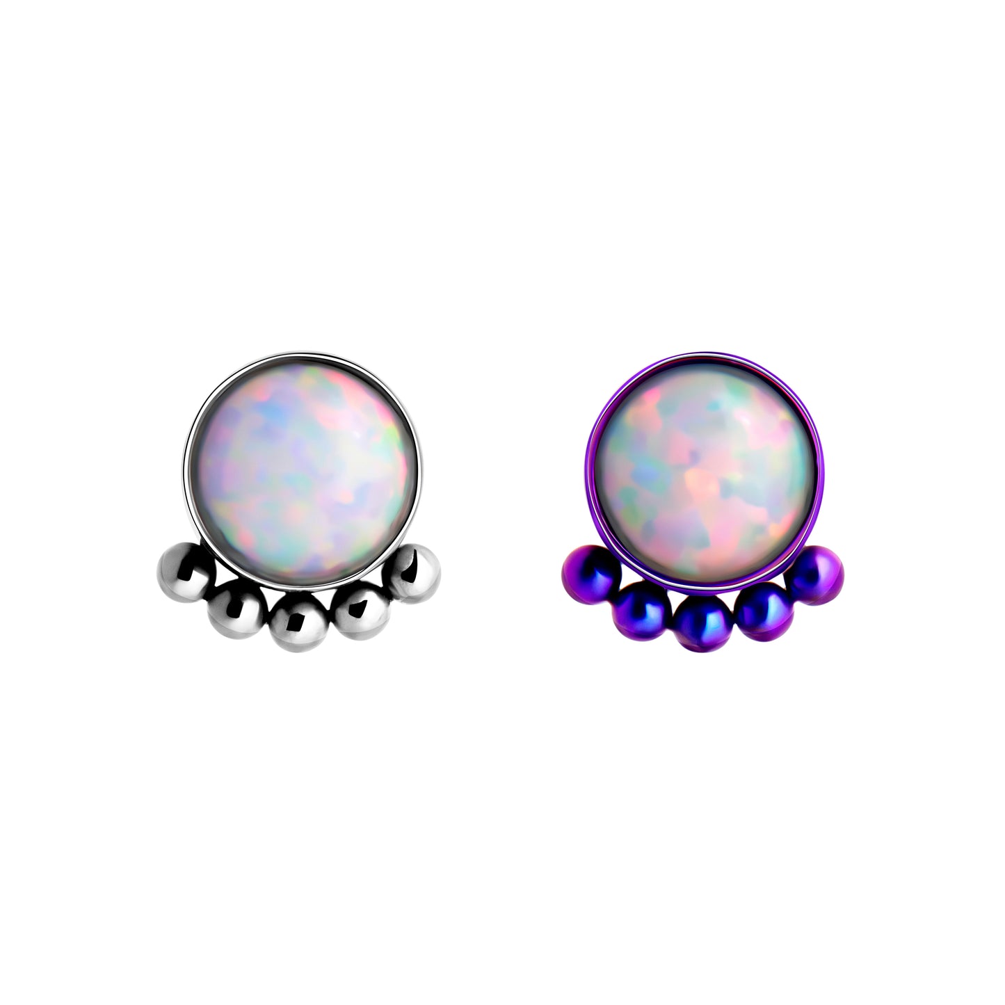 Tilum 14g-12g Internally Threaded Micron Bead Row Opal Titanium Top - Price Per 1 - Painful Pleasures
