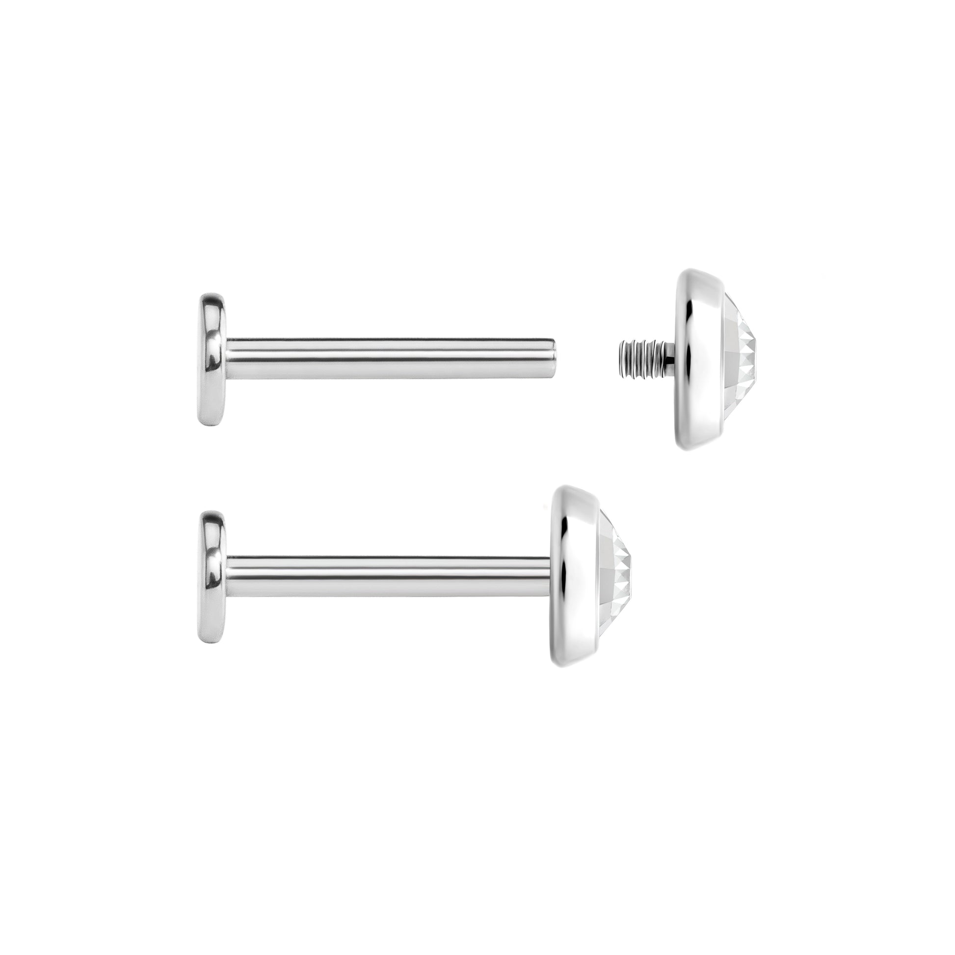 Tilum 14g-12g Internally Threaded Swarovski Jewel Titanium Top - Pick Size - Price Per 1
