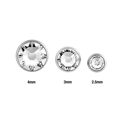 Tilum 16g Internal 0.8mm Threading Titanium Swarovski Flat Gem Top - Price Per 1 - Painful Pleasures