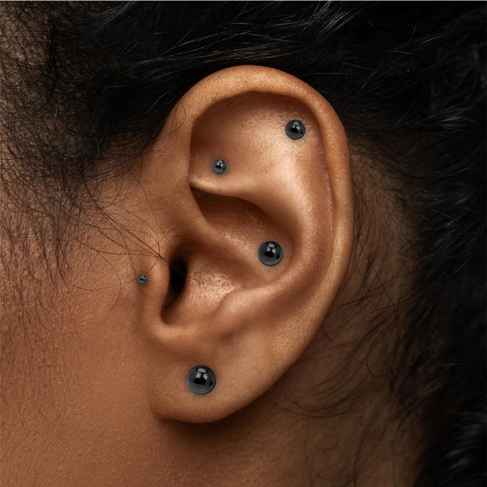 Tilum 14g-12g Internally Threaded PVD Black Titanium Ball - Price Per 1 - Painful Pleasures