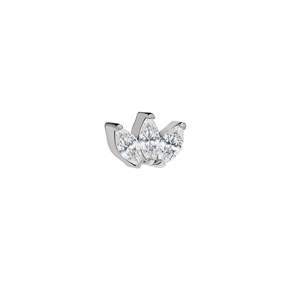 Tilum 18g-16g Internally Threaded Titanium Jeweled Marquis Fan Top - Price Per 1 - Painful Pleasures