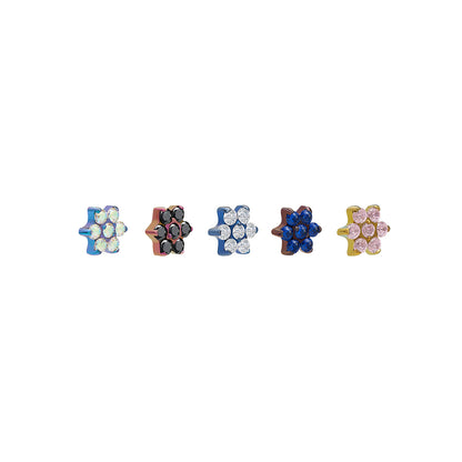 Tilum 14g–12g Internal Jewel Flower Titanium Top — Price Per 1 - Painful Pleasures