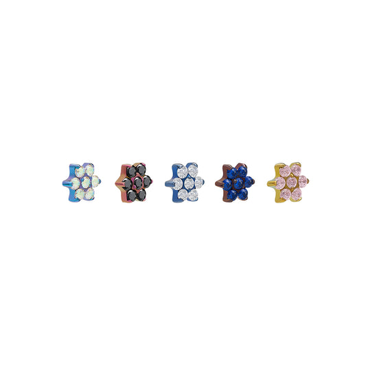 Tilum 14g–12g Internal Jewel Flower Titanium Top — Price Per 1 - Painful Pleasures
