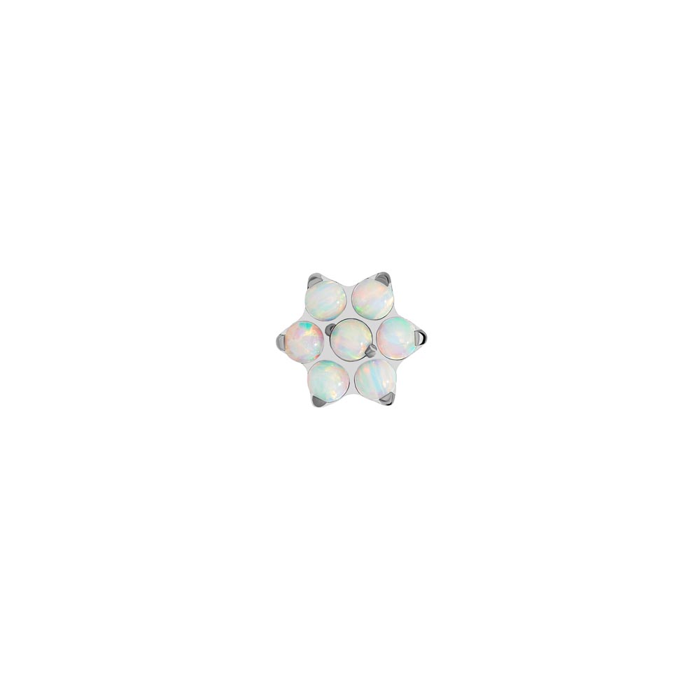 Tilum 14g–12g Internal Synthetic Opal Flower Titanium Top — Price Per 1