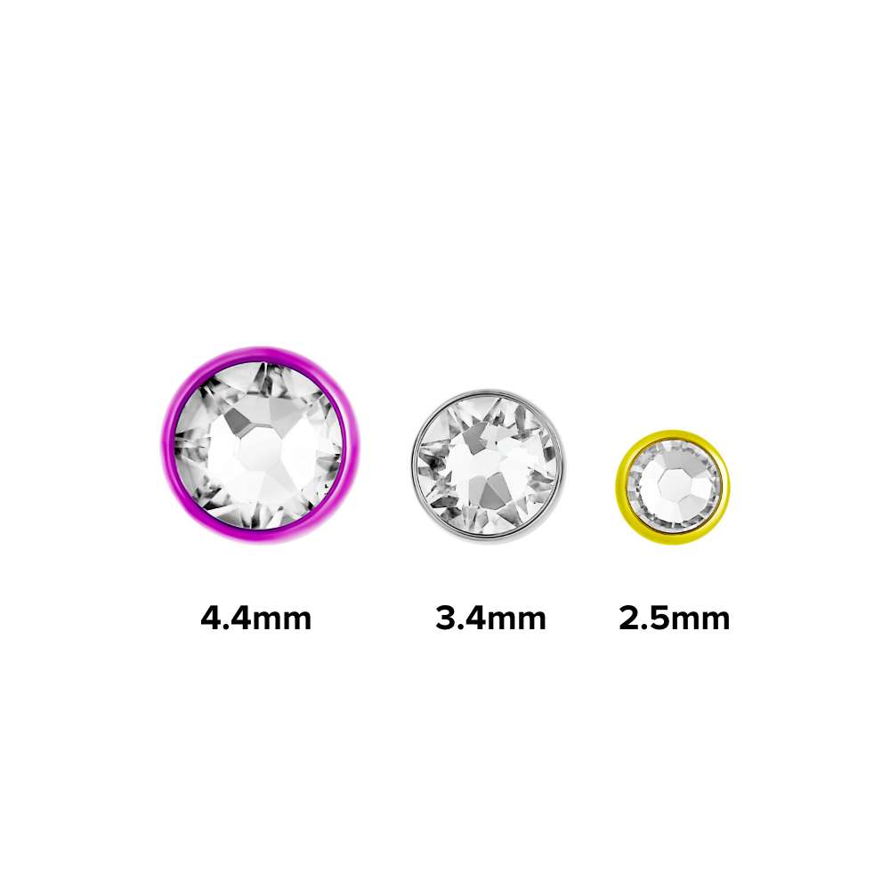 Tilum 18g-16g Internal 0.9mm Crystal Jewel Titanium Flat Disc Top - Price Per 1