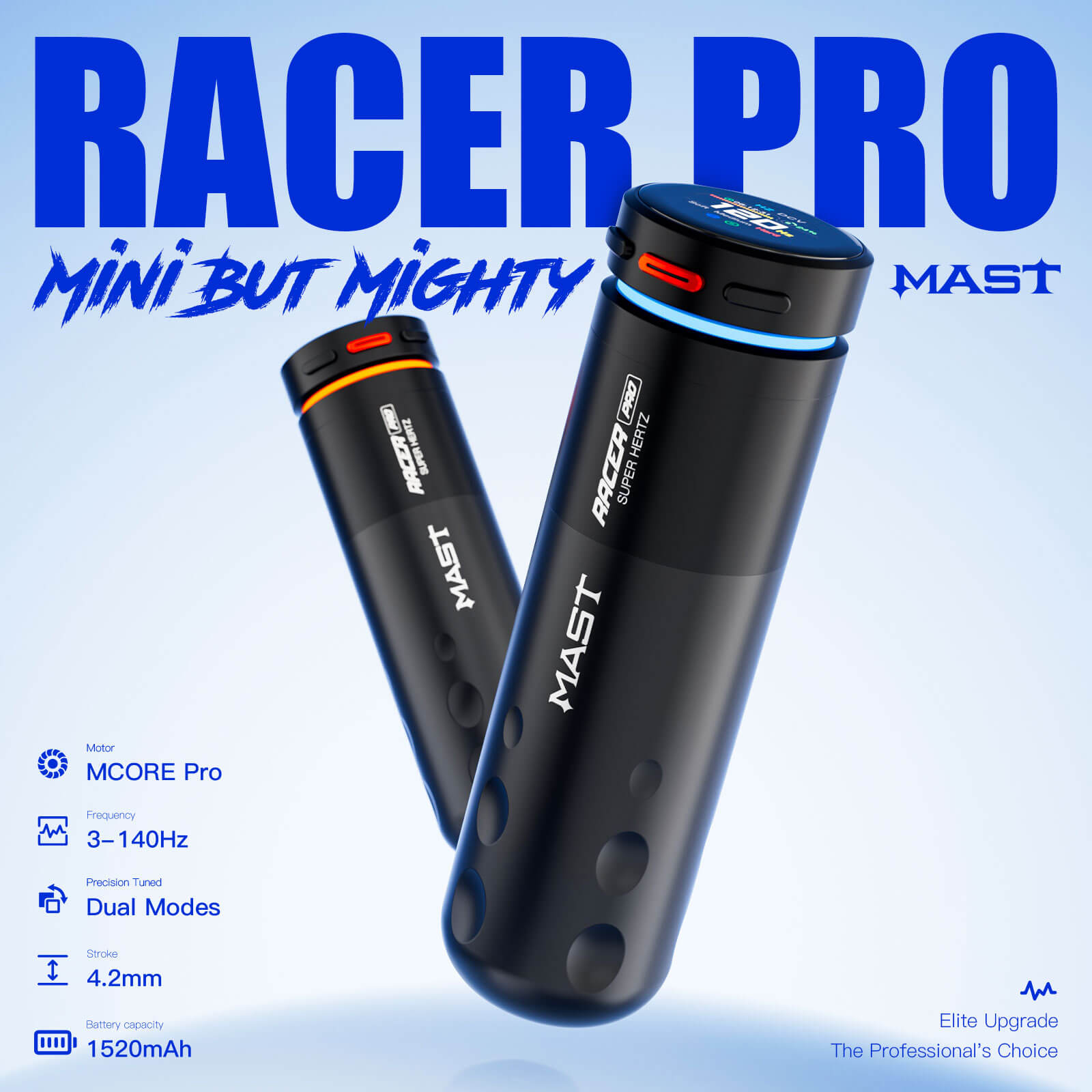 Dragonhawk Mast Racer Pro Wireless Tattoo Pen Machine — Black — 4.2mm Stroke - Painful Pleasures