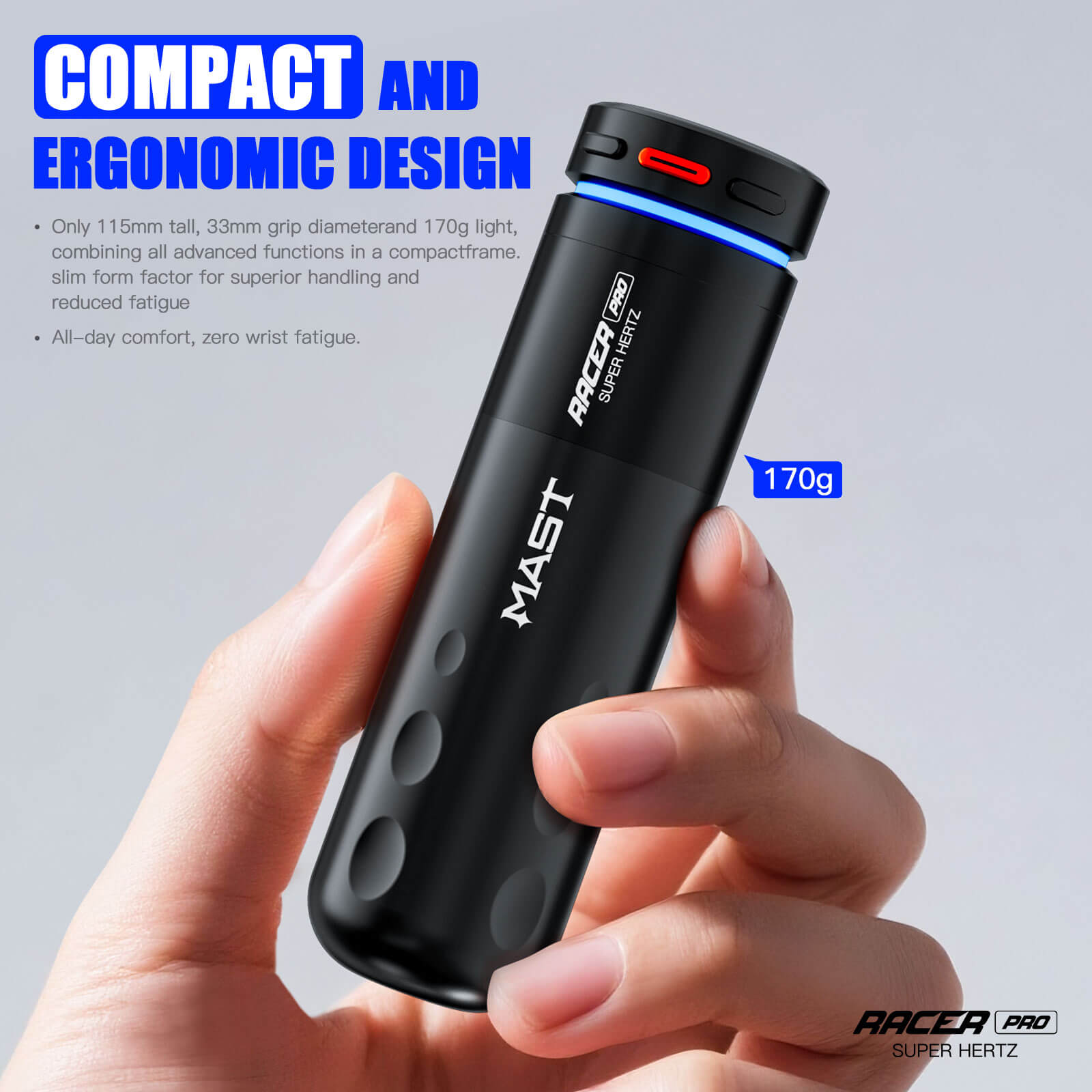 Dragonhawk Mast Racer Pro Wireless Tattoo Pen Machine — Black — 4.2mm Stroke - Painful Pleasures