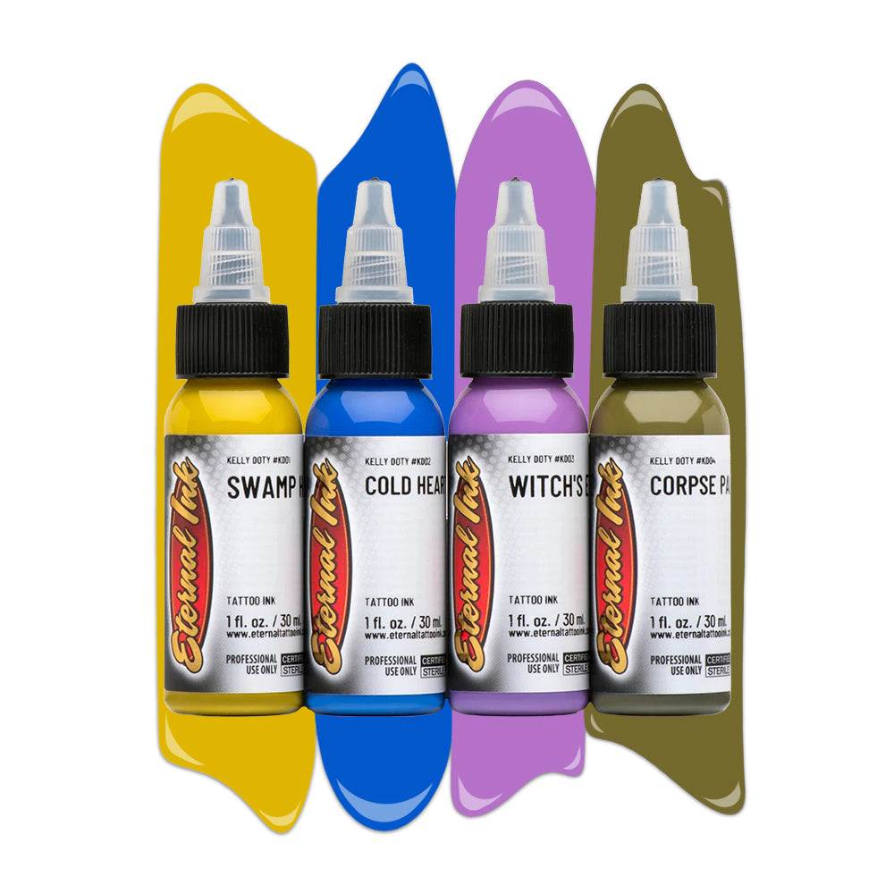 Kelly Doty Resurrection Ink Set of 4 — 1oz Bottles — Eternal Tattoo Ink