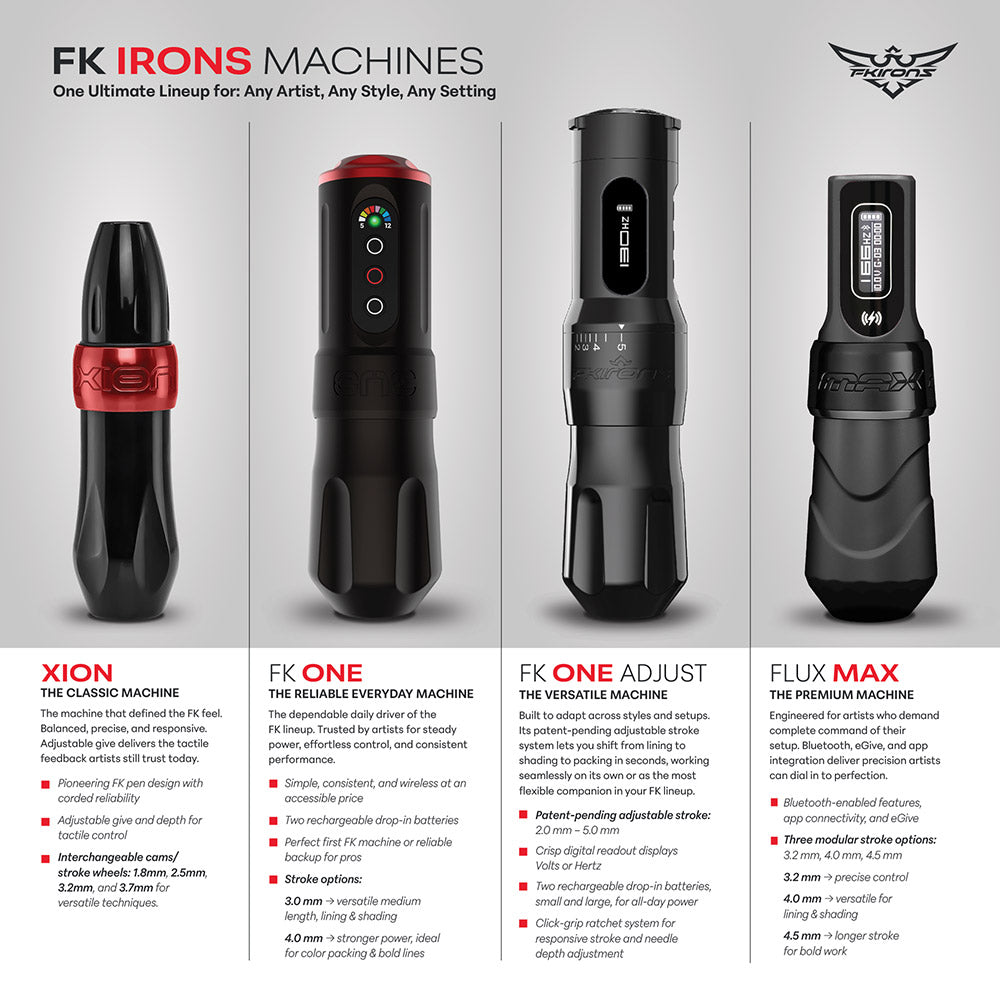 FK One Adjust Wireless Tattoo Machine - Pick Color