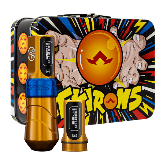 FK Irons Flux Max Ki Tattoo Machine with 2 PowerBolt 2.0 — Special Edition Goku — Pick Stroke Length