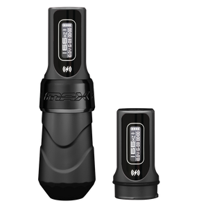 FK Irons Flux Max Tattoo Machine with 2 PowerBolt 2.0 — Pick Stroke Length and Color - Painful Pleasures