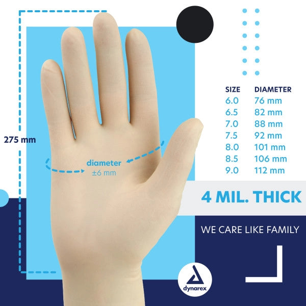 Dynarex White Latex Gloves — Box of 100