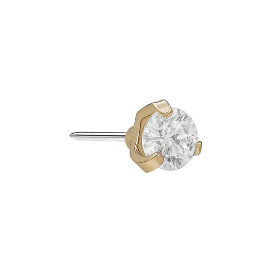 18g, 16g, or 14g Steel Push Pop Threadless 14kt Yellow Gold Prong-Set Crystal Jewel - Price Per 1