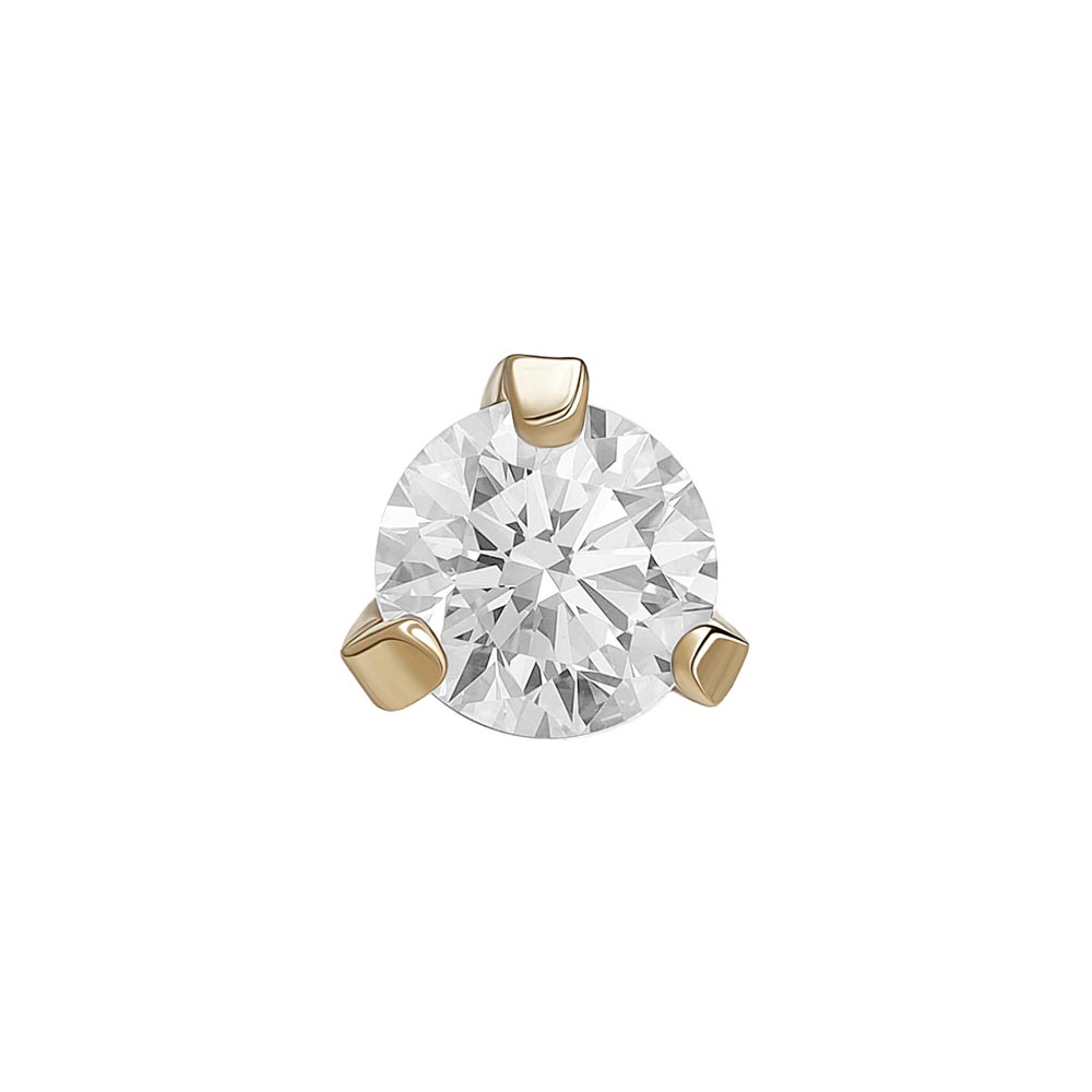 18g, 16g, or 14g Steel Push Pop Threadless 14kt Yellow Gold Prong-Set Crystal Jewel - Price Per 1