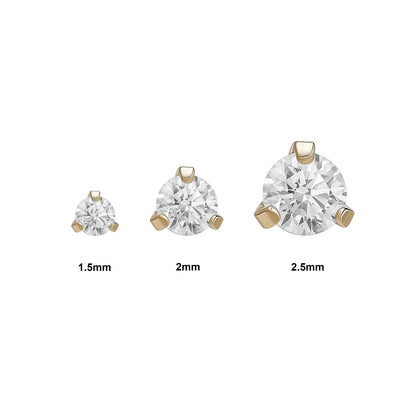 18g, 16g, or 14g Steel Push Pop Threadless 14kt Yellow Gold Prong-Set Crystal Jewel - Price Per 1 - Painful Pleasures