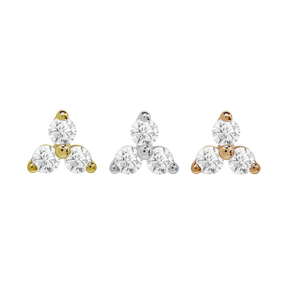 Tilum 14kt Trinity Jewel Threadless Top — Pick Gold Color — Price Per 1
