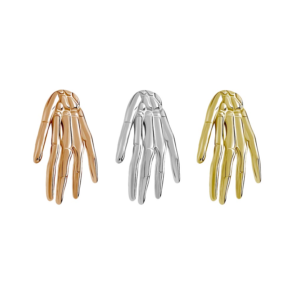 Tilum 14kt Gold Skeleton Hand Threadless Top — Price Per 1